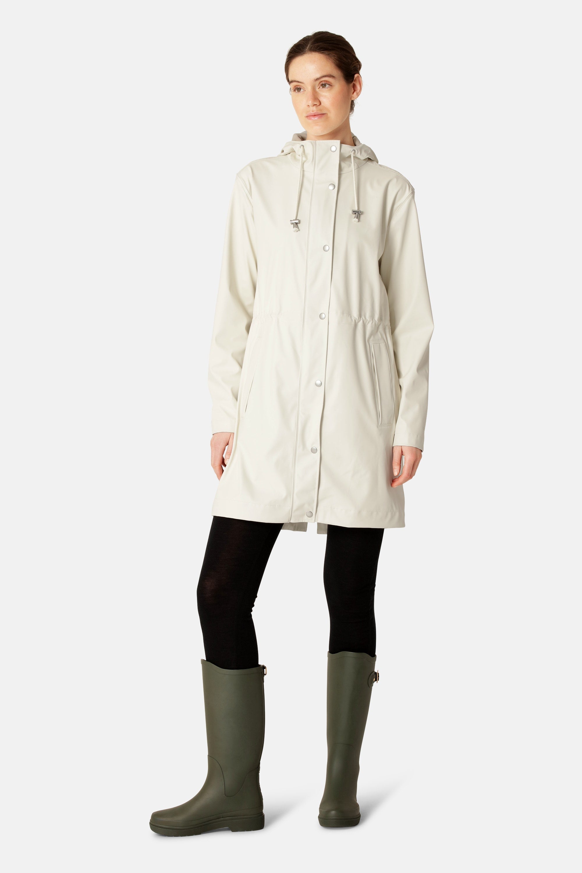 Long Parka Rain Jacket - Milk Creme